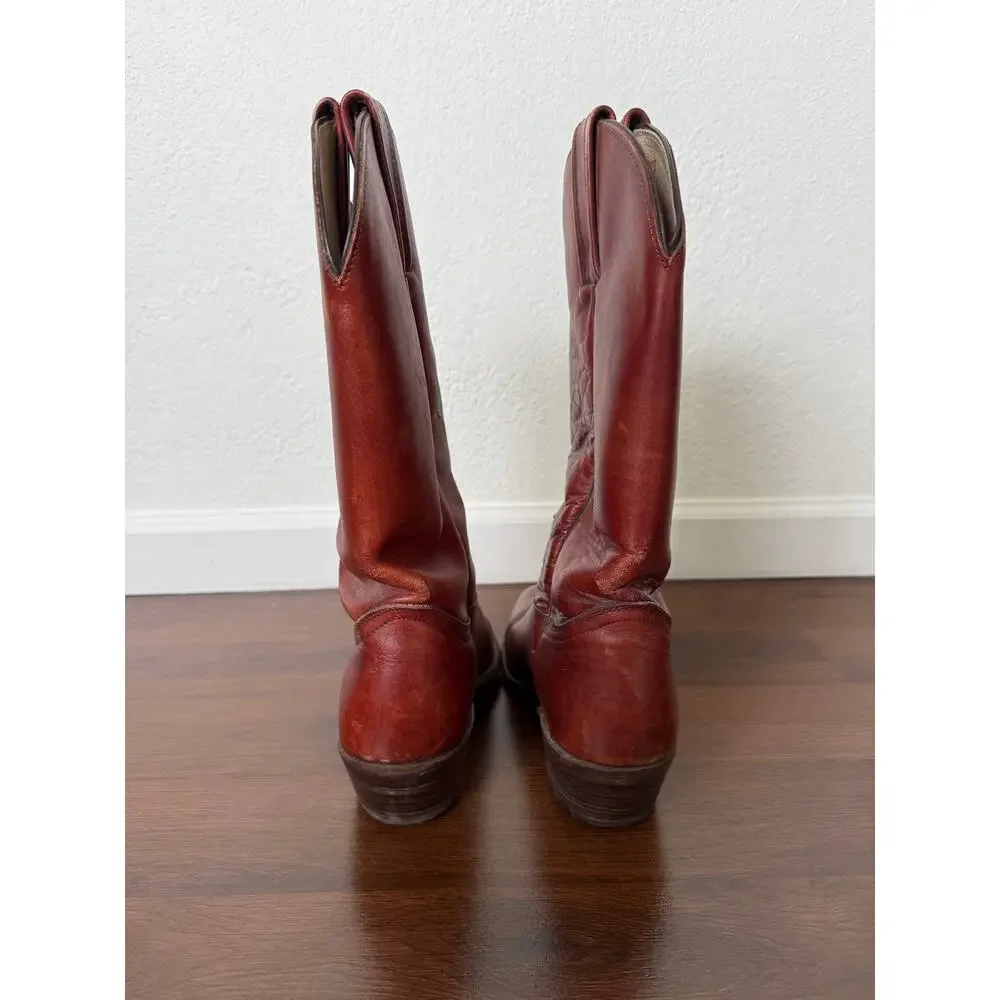 Frye Vintage Billy Cowboy Boots Oxblood Red Leather Men's Sz 11 Made USA Western